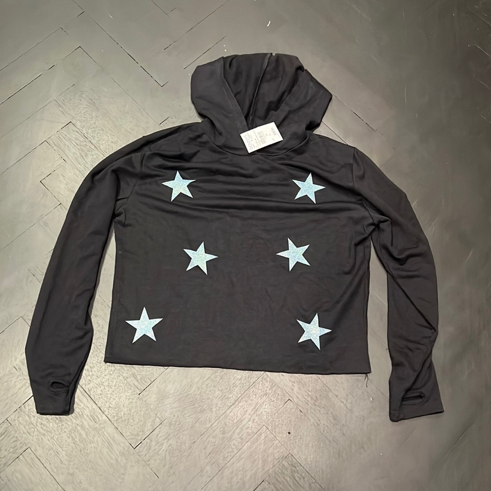 Girls size large star long sleeve with hood NWT